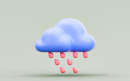 rain cloud sign 3d render concept for raining weather cloud rain dropsの写真素材