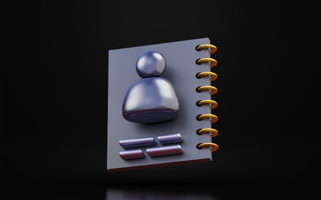 user documents sign on dark background 3d render concept for notebook contact book user informationの写真素材
