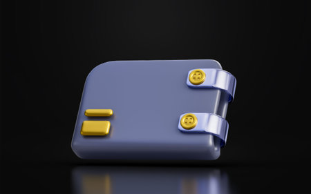 wallet sign on dark background 3d render concept for money savings cash store cashlessの写真素材