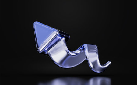 right curve arrow different style sign on dark background 3d render concept for direction wayの写真素材