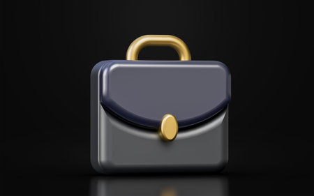 briefcases sign on dark background 3d render concept for business tour travels office schoolの写真素材