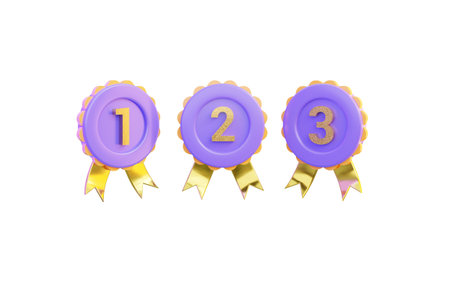 1st 2nd 3rd badge icon on white background 3d render concept for wining prize victoryの写真素材