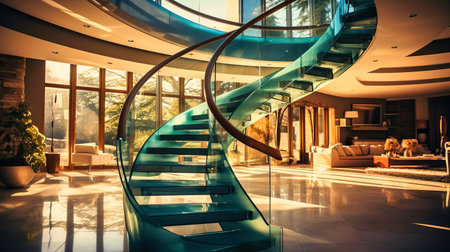 Spiral staircase with glass balustradesの素材