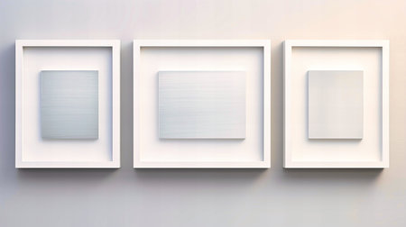 A trio of white frames descending in size,の素材