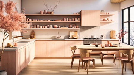 Scandi-inspired kitchen with muted color palettes,の素材