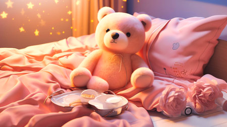 Detailed view of soft pajamas laid out on a cozy bed,の素材