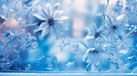 Frosted Window Panes with Abstract Ice Flowers,の素材