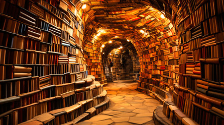 Tunnels of Books Leading to Knowledge End,の素材