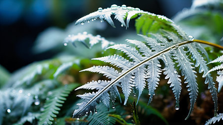 Bejeweled Frost Patterns on Delicate Ferns at Dawn,の素材