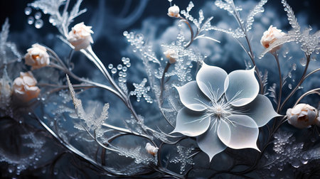 Glistening Cobwebs Dusted with Morning Frost, Winter's Delicate Embroideryの素材