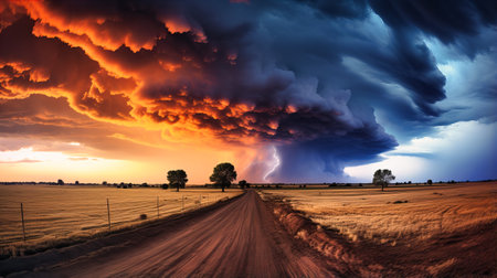 Rolling Thunder Resonating Over Vast Plains, Sky's Drumroll Announcing Rain's Arrivalの素材