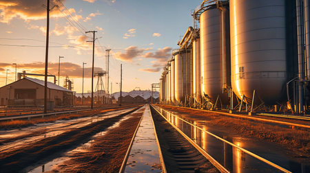 Grain silos in an agricultural processing plantの素材