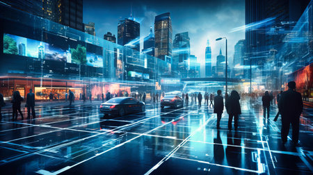 Futuristic augmented reality interface, digital innovationの素材