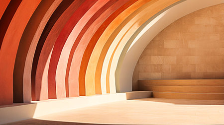 Boho rainbow arcs, Minimalistic curves, Earthy tones with textured shadowsの素材