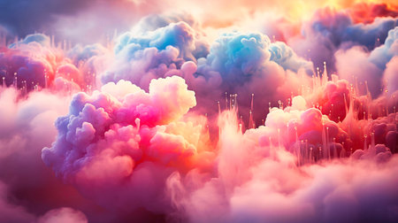 Whimsical dream clouds, Fantasy formations, Soft pastels with glittery mists,の素材