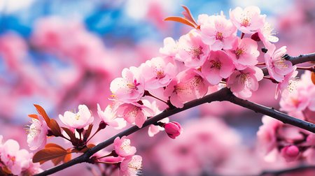 Blooming cherry blossoms, Spring's softness, Pink petals raining down with gentle breezesの素材