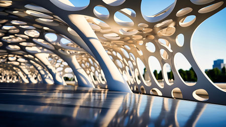 Crisp portrayal of the structural anatomy of a bridge, illustrating engineering marvels in architecture,の素材