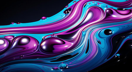 Cosmic Waves: An Intertwining Dance of Blue and Magenta Hues in a Surreal Artistic Displayの素材