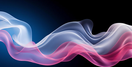 Abstract Swirls of Smoke in Pink and Blue Hues Dancing Elegantly on a Dark Backgroundの素材