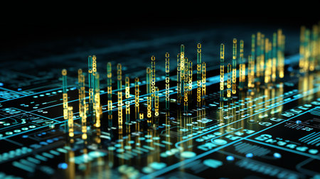 Advanced Circuitry and Quantum Computing Technology in a Futuristic Designの素材