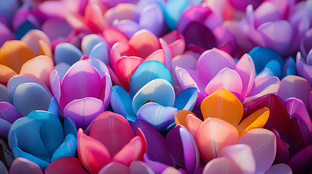 Vibrant Spectrum of Colorful Tulips Basking in Soft Light, a Symphony of Petalsの素材