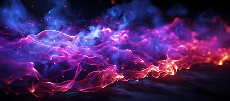 Ethereal Dance of Purple and Red Flames, A Spectacle of Light in a Mysterious Abyssの素材