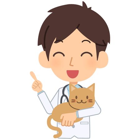 vet and cat explainingのイラスト素材