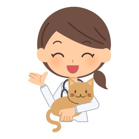 vet and cat explainingのイラスト素材