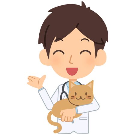 vet and cat explainingのイラスト素材