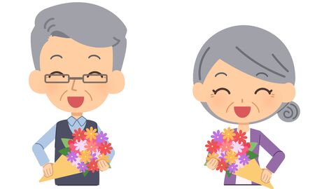 The senior citizen who receives a celebrationの販売画像