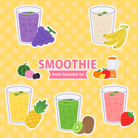 smoothie fruit setのイラスト素材