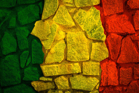 Green yellow red on rock stone texture,reggae backgroundの写真素材