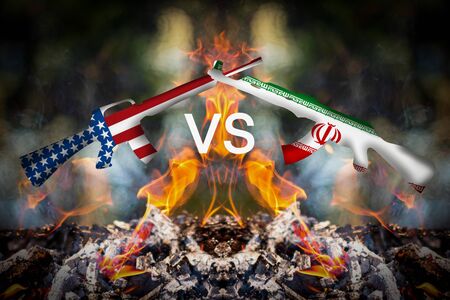 Iran and USA crisis war backgrounds conceptの写真素材