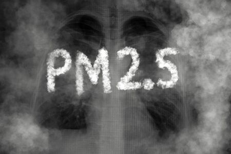Lung disease from PM2.5 pollutionの写真素材