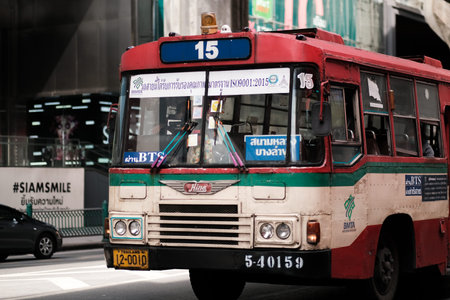 A public Bus transportation in Bangkok city, Thailand, Nov 12, 2020