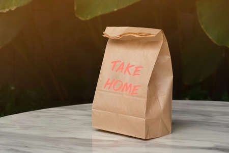 food take home for eating in house during self quarantined, COVID-19 crisisの写真素材