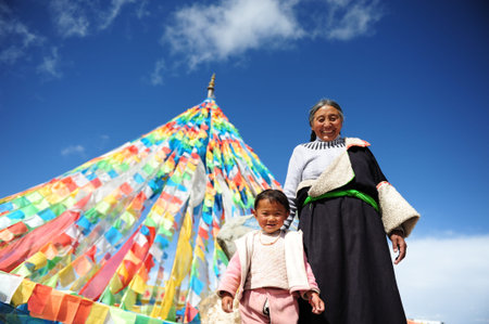 Tibetan woman and kid