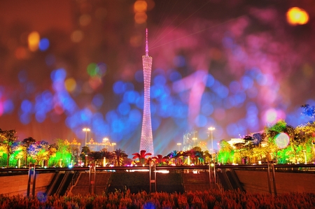Guangzhou canton tower night viewのeditorial素材
