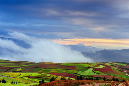 Dongchuan Yunnan red clay fieldのeditorial素材