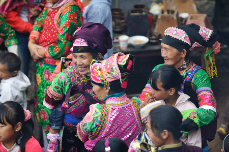 The Yi ethnic people with their traditional costumeのeditorial素材