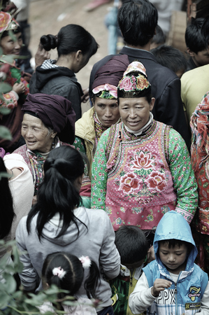 The Yi ethnic people with their traditional costumeのeditorial素材