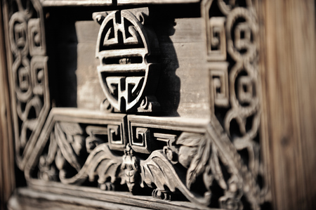 Close up to a wood carvedの写真素材