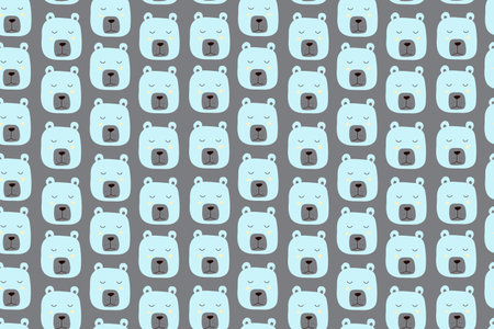 Seamless pattern with cute pastel bear face.
