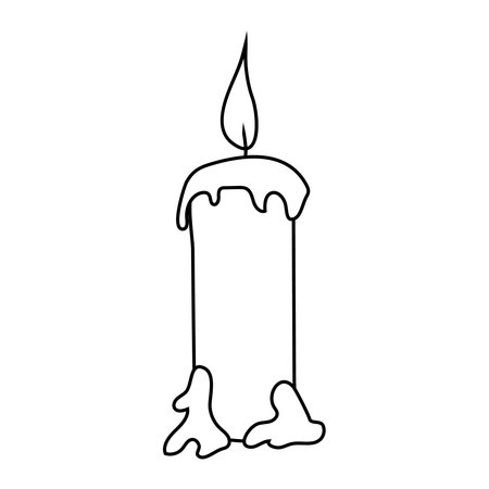 Vector illustration candle in doodle style. Design for print poster and card, textile, coloring page.のイラスト素材