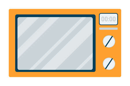 Vector illustration microwave front view. Electric oven, kitchen appliance isolated element. An automatic appliances used for cookingのイラスト素材