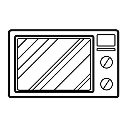 Vector illustration microwave front view. Electric oven, kitchen appliance isolated element. An automatic appliances used for cooking. Design for icon, sticker, website, magazineのイラスト素材