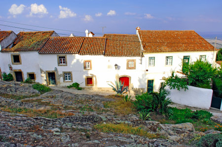 Portugal, area of Alentejo, Marvao: Typical white house inside a small village; a typical image from the south の写真素材