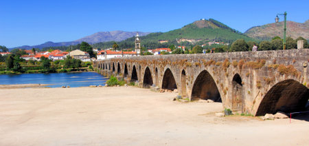 Portugal, Ponte de Lima: ancient roman Bridgeの写真素材