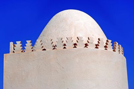 Morocco, Marrakech, Marrakesh: Hamsala mosque; Blue sky and white dome a typical image の写真素材