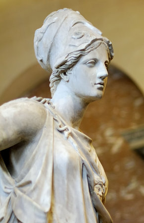 France, paris: Art, ancient white stone statue of a womanの写真素材